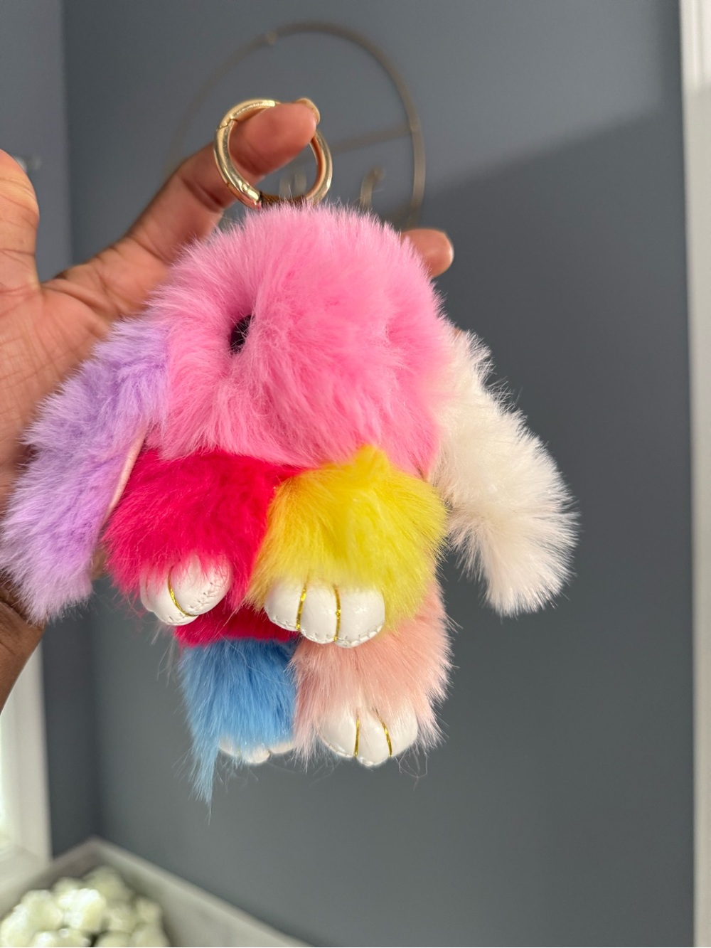Plush Multicolor Bunny Bag Charm/ Keychain